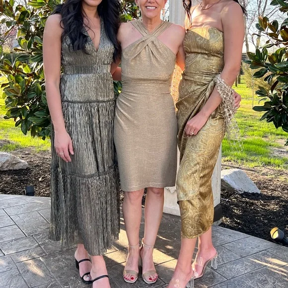 David Meister Dresses | David Meister Halter Gold Dress | Color: Gold | Size: 4 | Aryana_Az's Closet